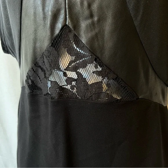 All Saints Mini sleeveless dress US 4 Black Leather Lace V-neck Full zip back - Picture 9 of 9